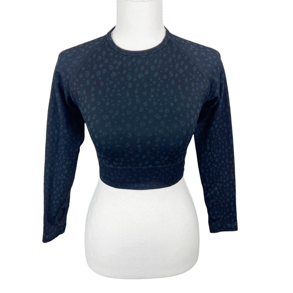 AYBL Empower Seamless Long Sleeve Crop Top Women Small Black Activewear Workout